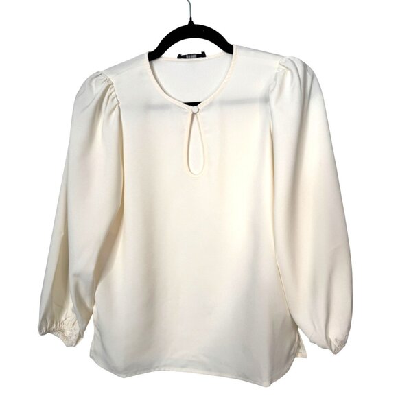 J.Crew XXSP NWT Cream Blouse Puff Sleeves - Picture 1 of 14